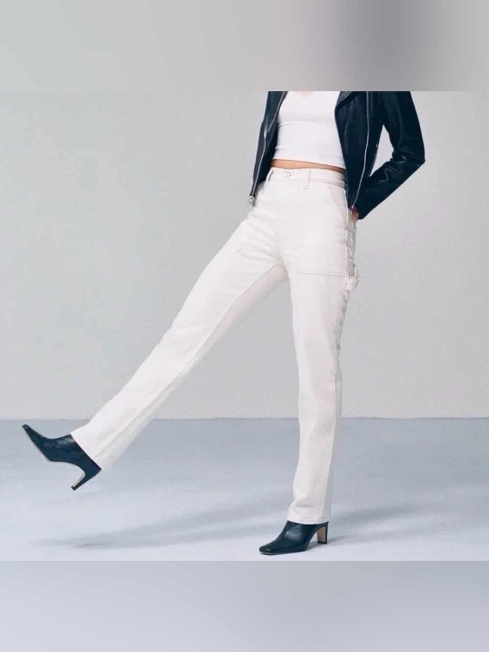 Abercrombie & Fitch the 90s Straight Ultra High Rise Carpenter White Jeans 31/12